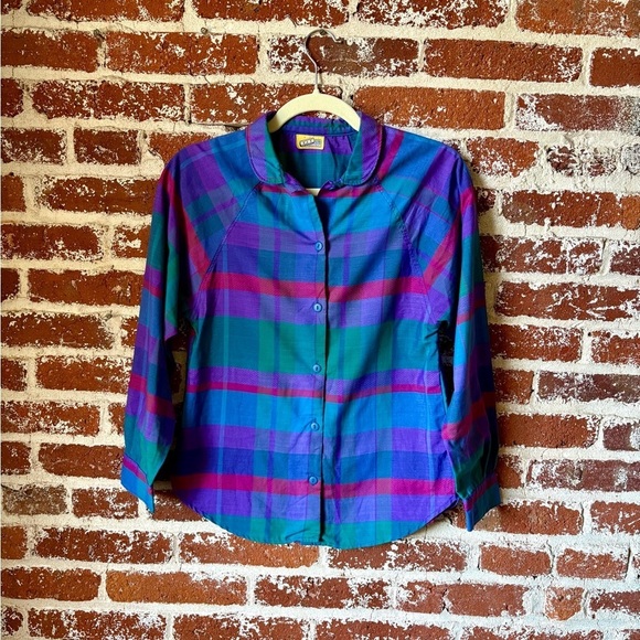 Vintage Tops - Vintage Club Soda multi color button down top